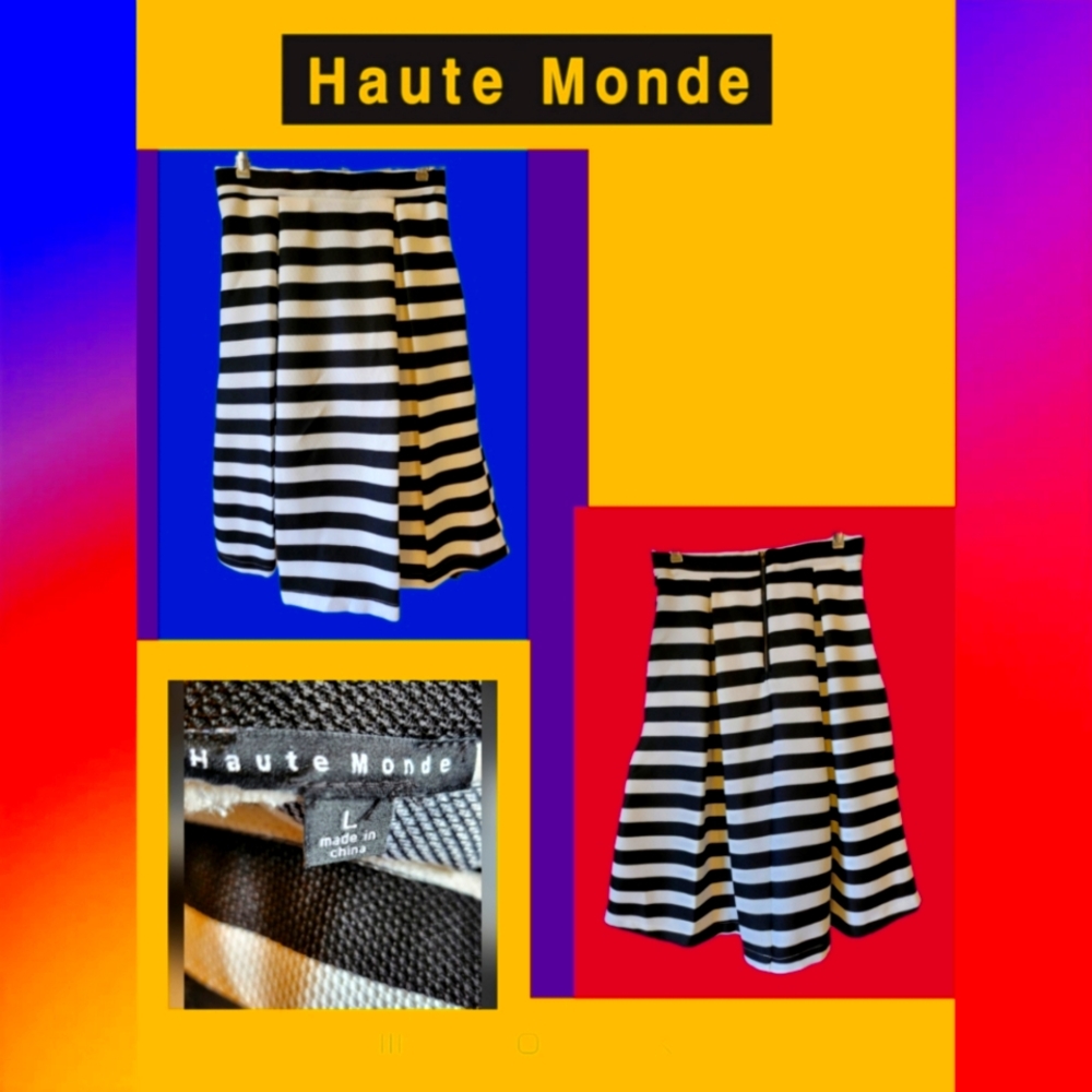 HAUTE MONDE CONTEMPORARY DESIGNER BLACK AND WHITE SKIRT - Picture 1 of 4